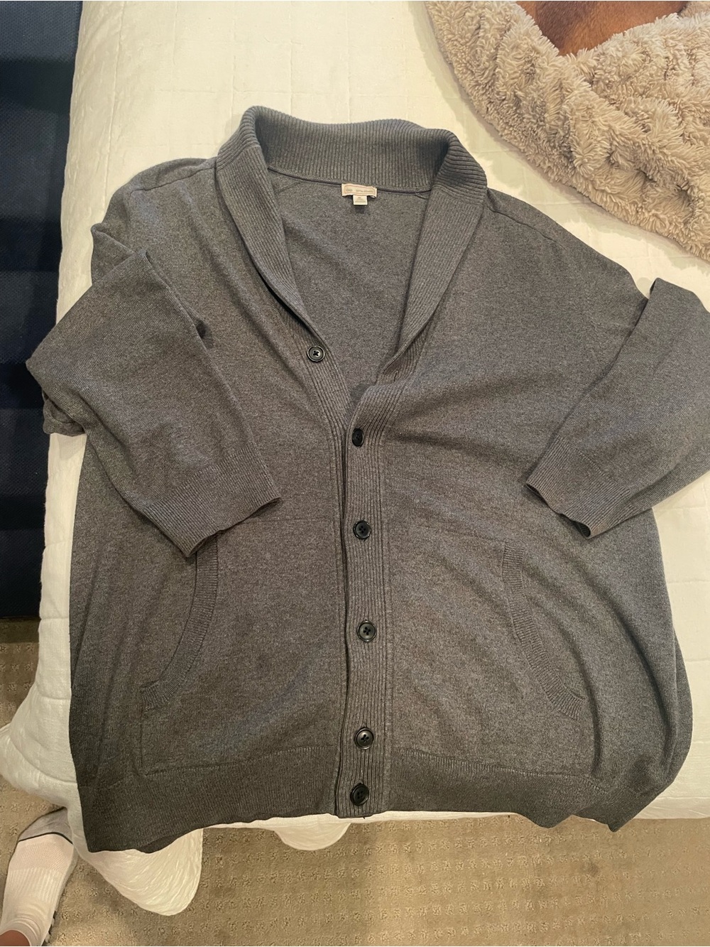 Gap Gray Shawl Collar Button-Front Sweater Cotton/cashmere